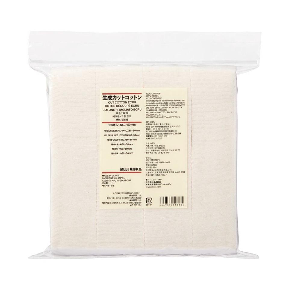 Bông Tẩy Trang Muji Organic Nội Địa Nhật (50x60mm)-180 miếng-duoc-ban-tai-Mẹ Sóc Shop - Hàng Nhật Nội Địa