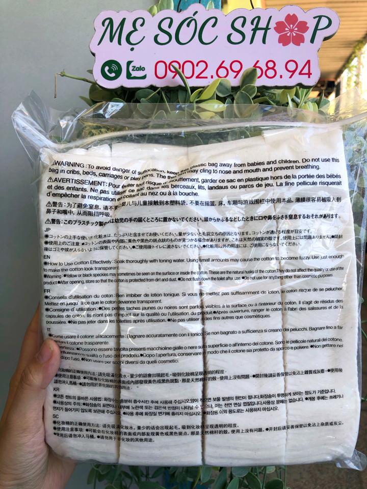 Bông Tẩy Trang Muji Organic Nội Địa Nhật (50x60mm)-180 miếng-duoc-ban-tai-Mẹ Sóc Shop - Hàng Nhật Nội Địa