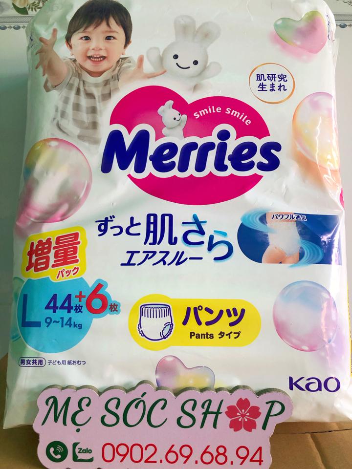 Tã/Bỉm Merries L Quần(44+6) Nội Địa Nhật -MM-duoc-ban-tai-Mẹ Sóc Shop - Hàng Nhật Nội Địa