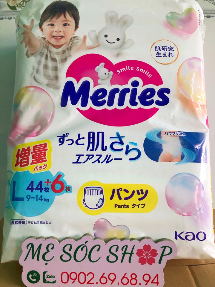 Tã/Bỉm Merries L Quần(44+6) Nội Địa Nhật -MM-duoc-ban-tai-Mẹ Sóc Shop - Hàng Nhật Nội Địa