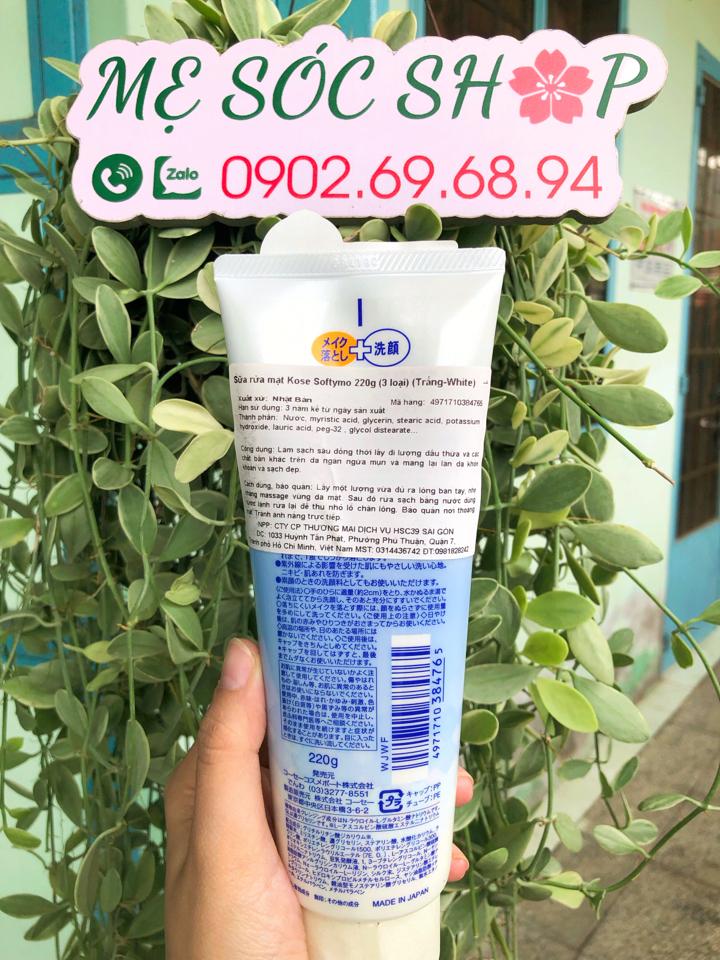 Sữa Rửa Mặt Kose Softymo Dưỡng Trắng 190g (Trắng white- Mẫu mới) -duoc-ban-tai-Mẹ Sóc Shop - Hàng Nhật Nội Địa