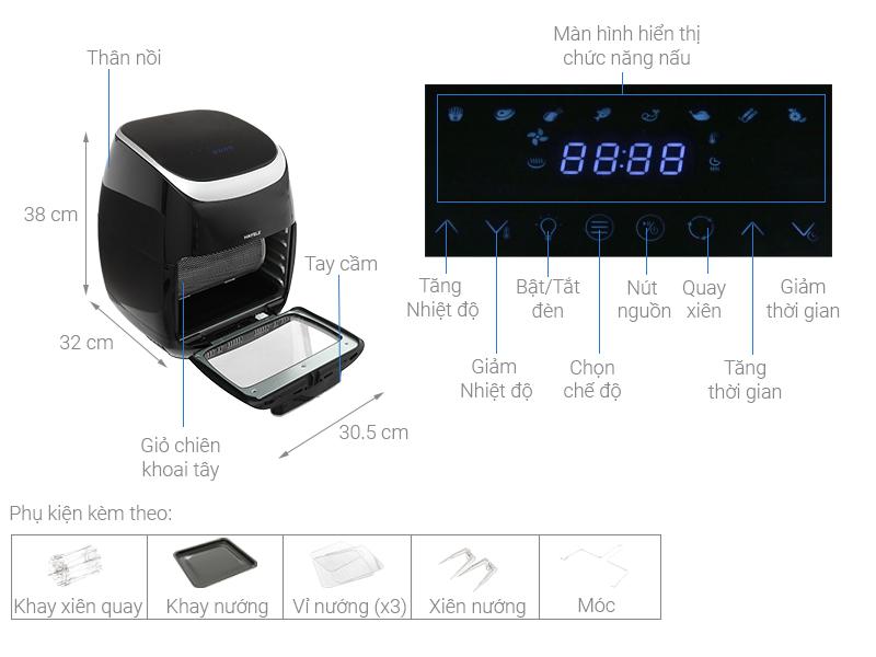 Nồi chiên không dầu 11L HS-AF1102B Hafele  535.43.715 (Hàng trưng bày)-duoc-ban-tai-CÔNG TY TNHH TM-DV 462