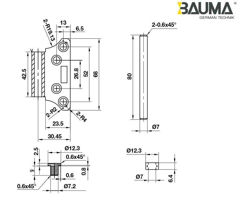 BAUMA BẢN LỀ LÁ 102X75X2.5mm 926.20.354 (Hàng Giảm Giá)-duoc-ban-tai-CÔNG TY TNHH TM-DV 462