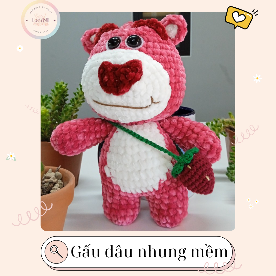 Gấu dâu nhung mềm -duoc-ban-tai-LEN’NII