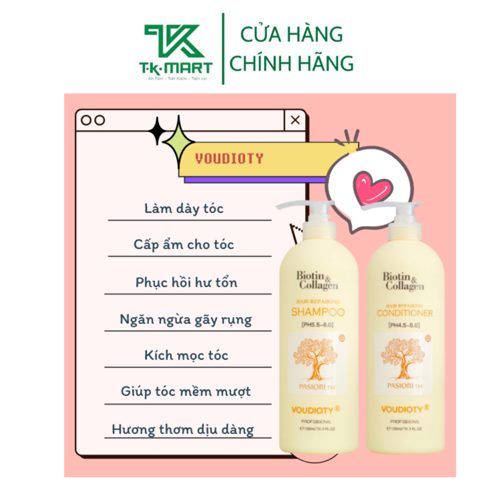 CẶP DẦU GỘI XẢ BIOTIN COLLAGEN VÀNG SIÊU MỀM MƯỢT 1000ML - PASIORI-duoc-ban-tai-CÔNG TY TNHH PHÚC HIỀN