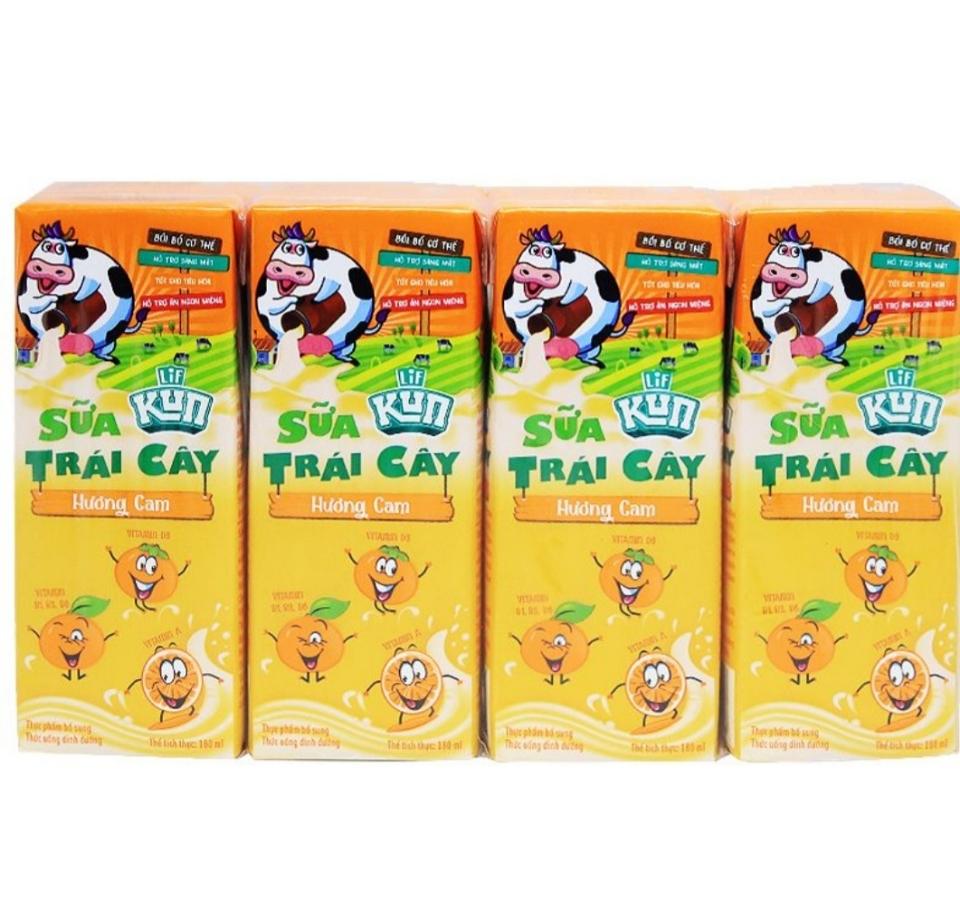 Lốc Sữa trái cây Kun hương Cam hộp 180ml.-duoc-ban-tai-HKD CỬA HÀNG DIỆU THƯ