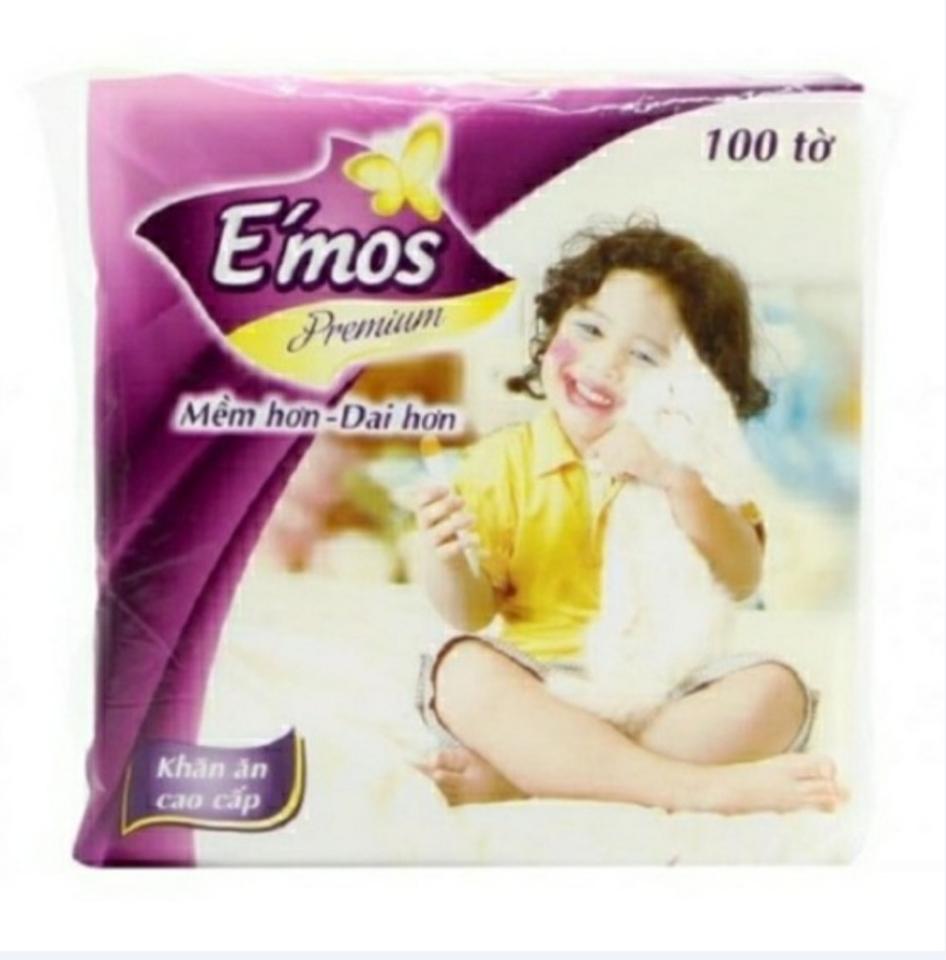 Khăn giấy vuông E'mos 100 tờ-duoc-ban-tai-HKD CỬA HÀNG DIỆU THƯ