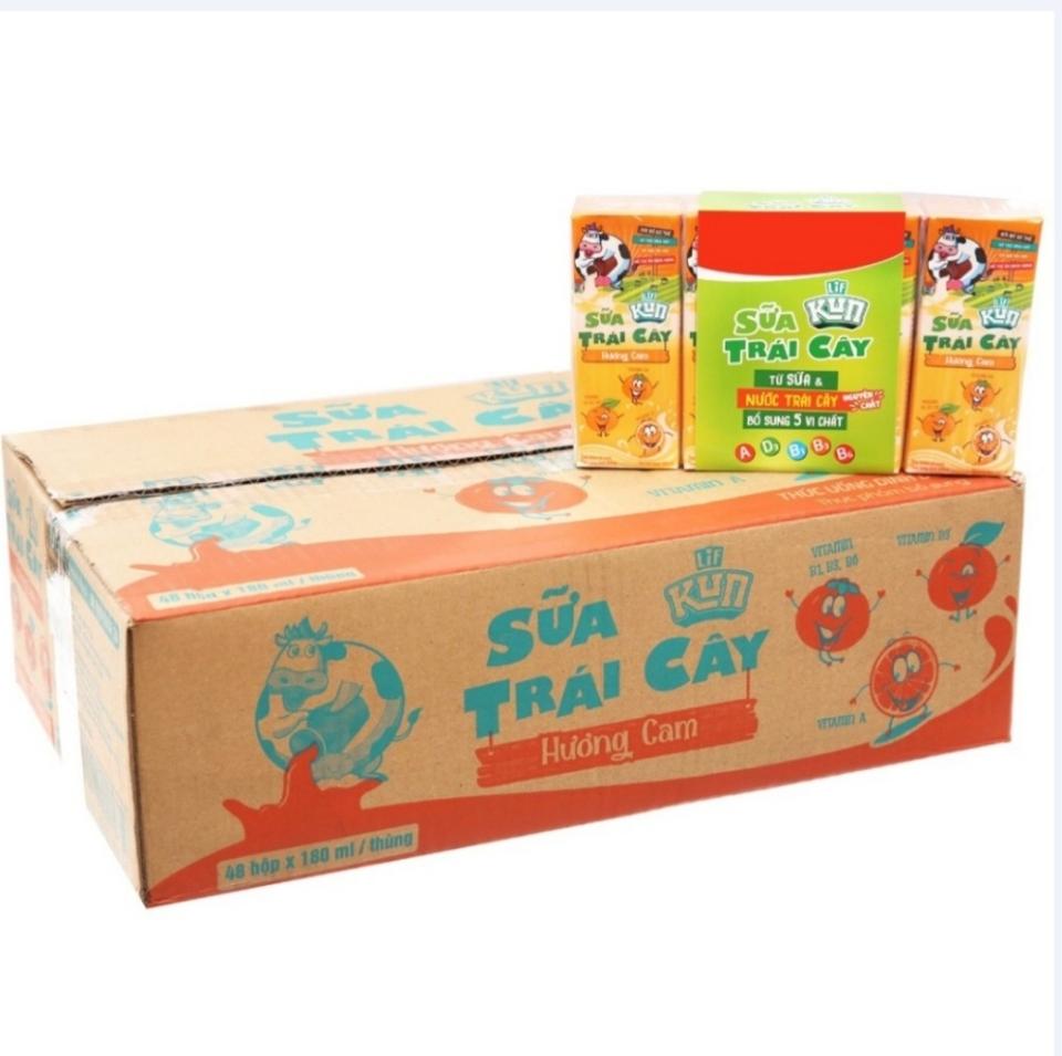 Thùng 48 hộp Sữa trái cây KUN hương Cam hộp 180ml-duoc-ban-tai-HKD CỬA HÀNG DIỆU THƯ