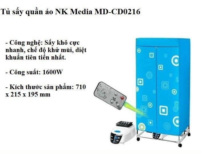 Tủ Sấy Quần Áo Media + Fujika MD- CD0216 -duoc-ban-tai-VINHTÂM MEDIA MART