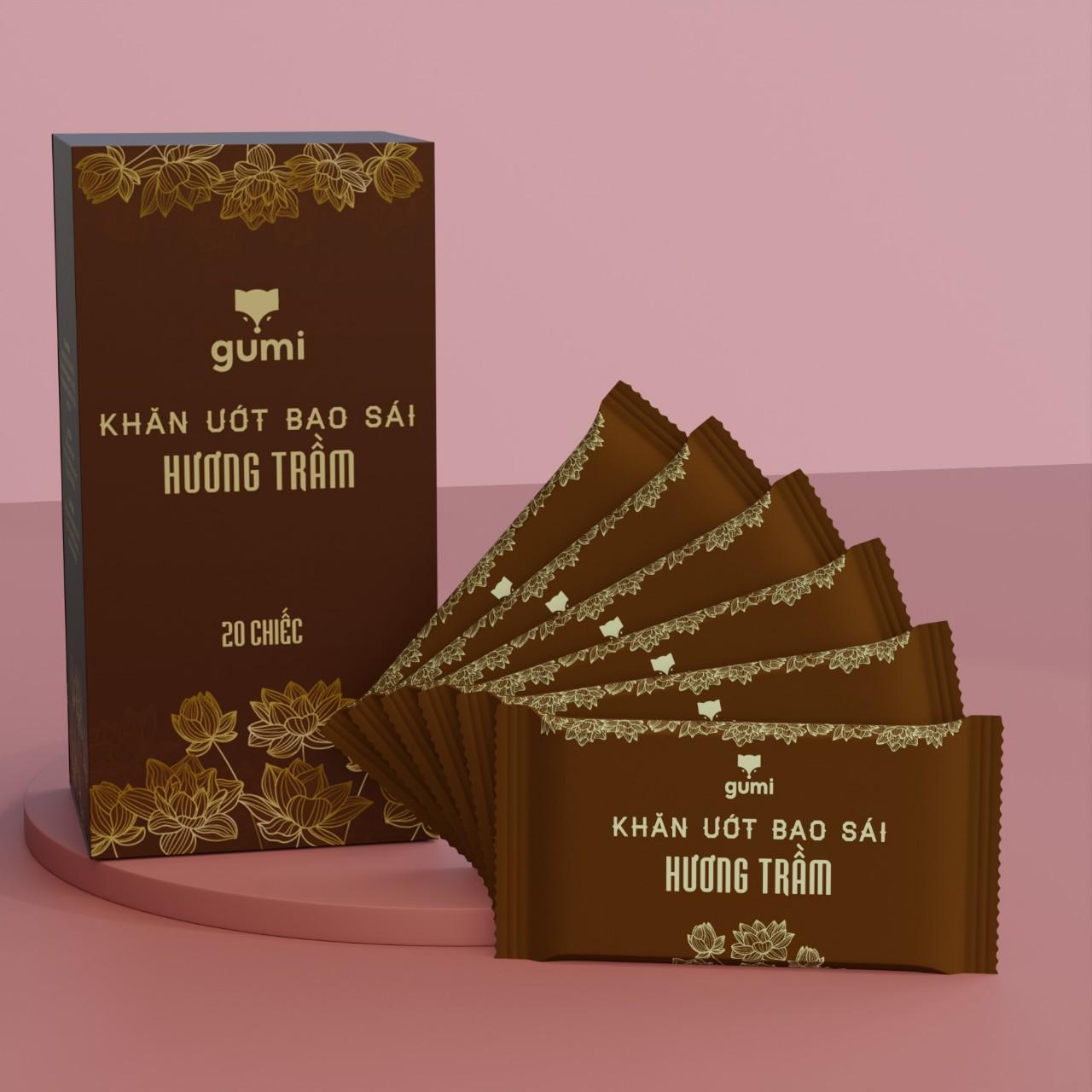 Khăn ướt bao sái ban thờ hương trầm Gumi - 20 gói/hộp-duoc-ban-tai-K&N Family