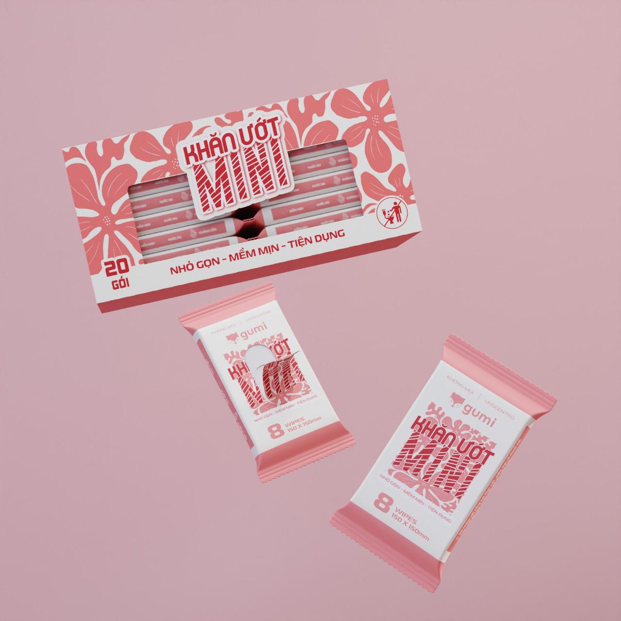 Hộp 20 gói khăn ướt mini Gumi bỏ túi tiện lợi-duoc-ban-tai-K&N Family