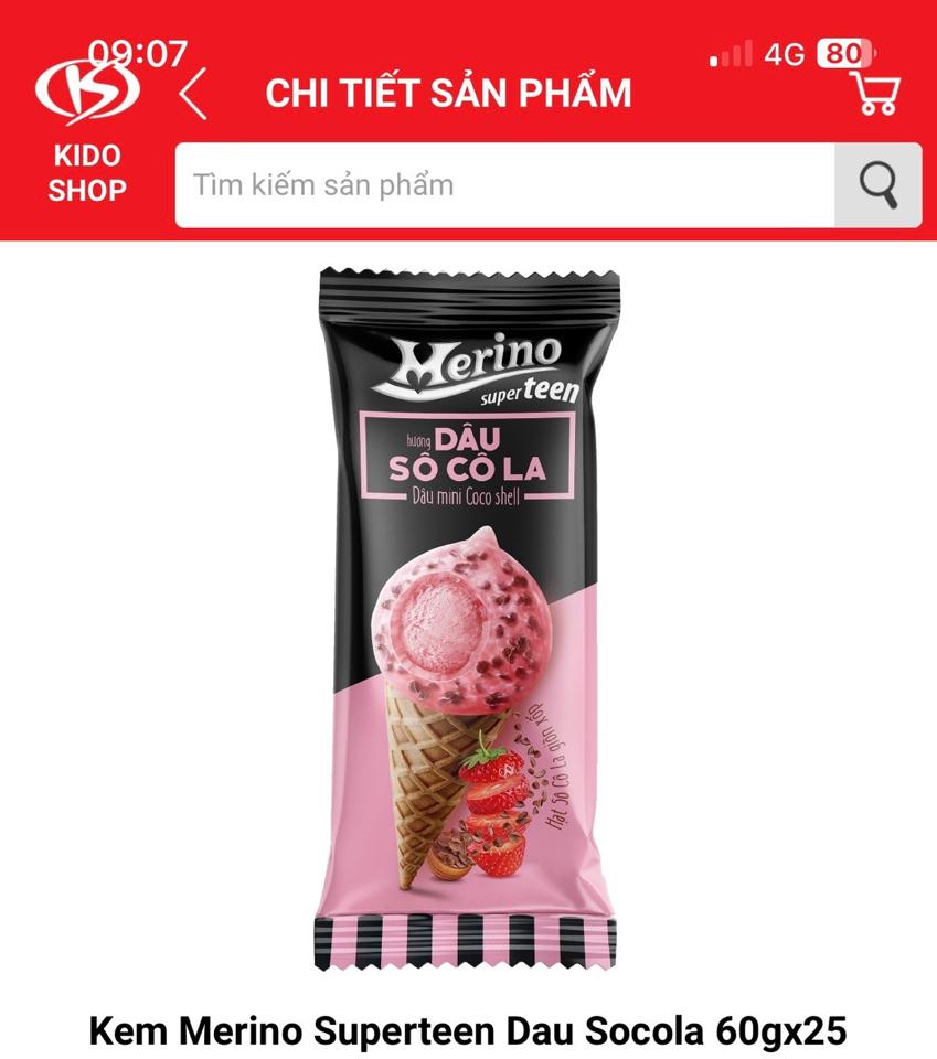 Kem ốc quế Merino Dâu Socola-duoc-ban-tai-Hoàng Huyền
