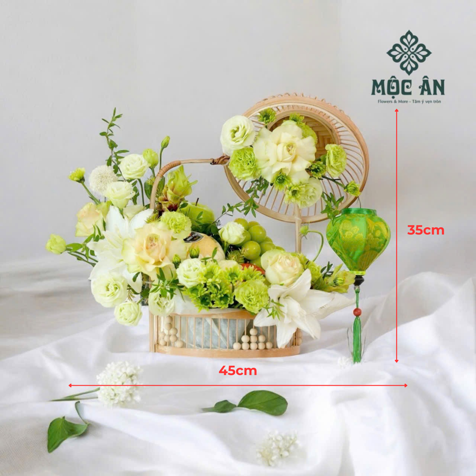 Giỏ Hoa Quả Tông Xanh Vàng Nho Lê Táo-duoc-ban-tai-HOA LỄ MỘC ÂN