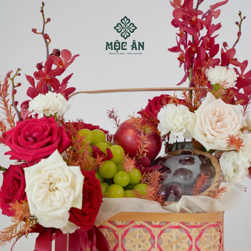 Giỏ Hoa Quả Tông Đỏ Nho Táo Cherry-duoc-ban-tai-HOA LỄ MỘC ÂN