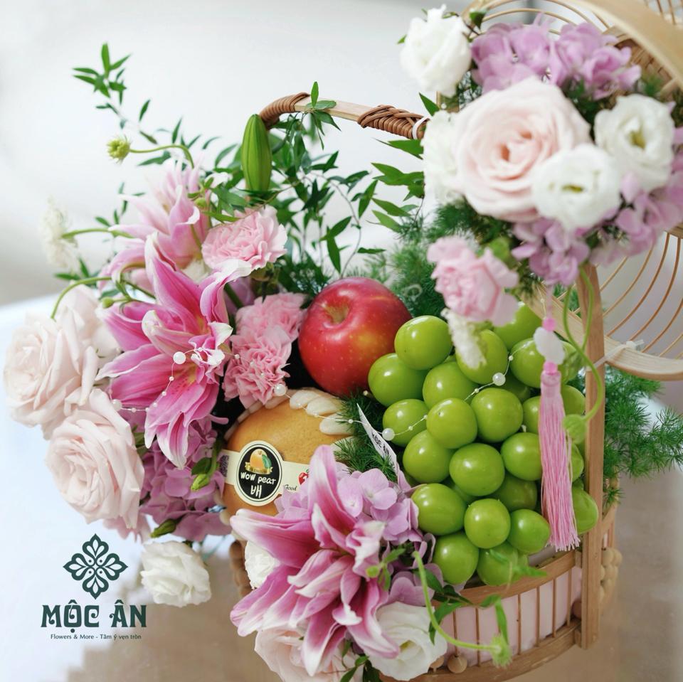 Giỏ Hoa Quả Hồng Ngọc Nho Táo Lê-duoc-ban-tai-HOA LỄ MỘC ÂN