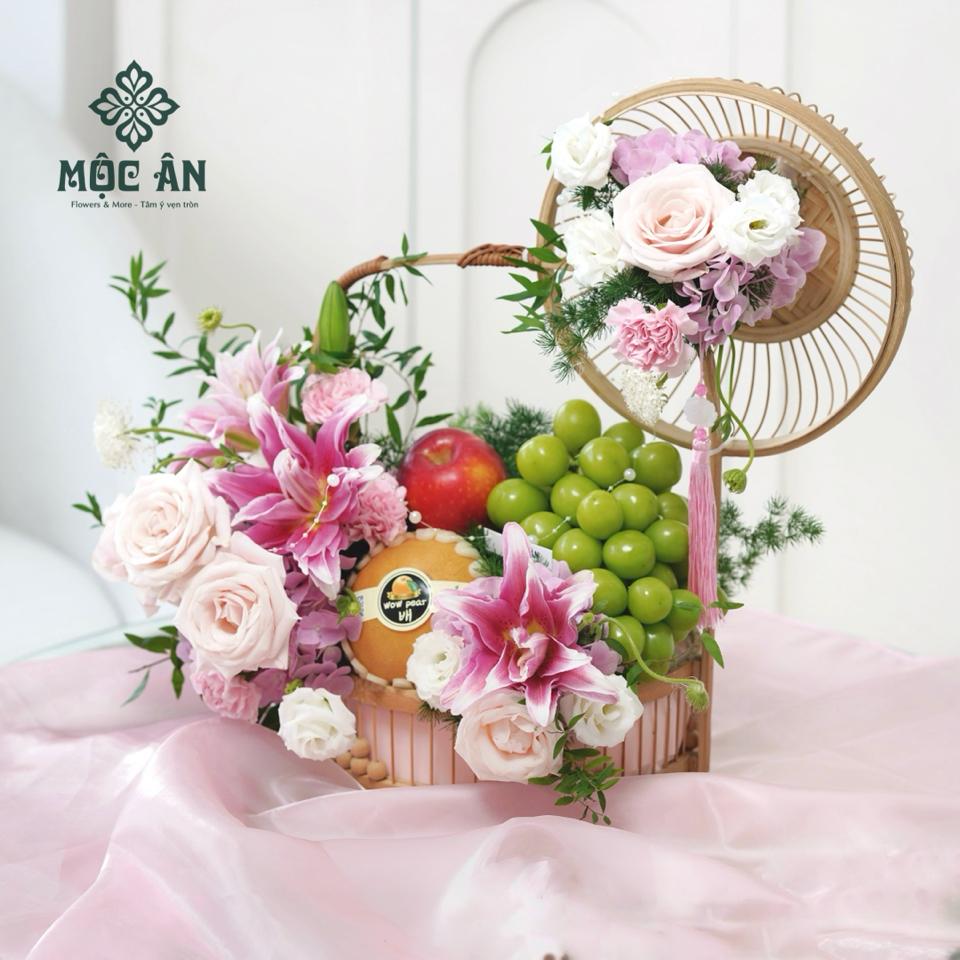 Giỏ Hoa Quả Hồng Ngọc Nho Táo Lê-duoc-ban-tai-HOA LỄ MỘC ÂN