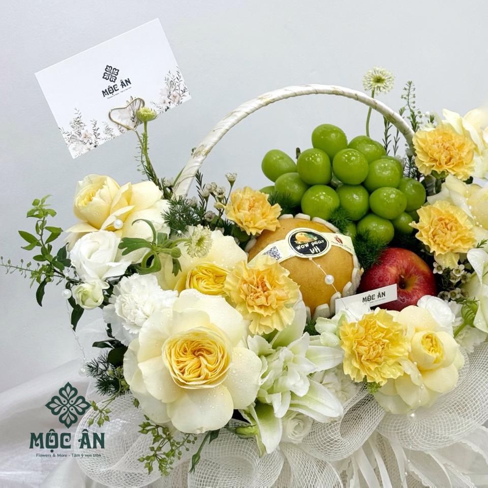 Giỏ Hoa Quả Vàng Trắng Size Bé-duoc-ban-tai-HOA LỄ MỘC ÂN