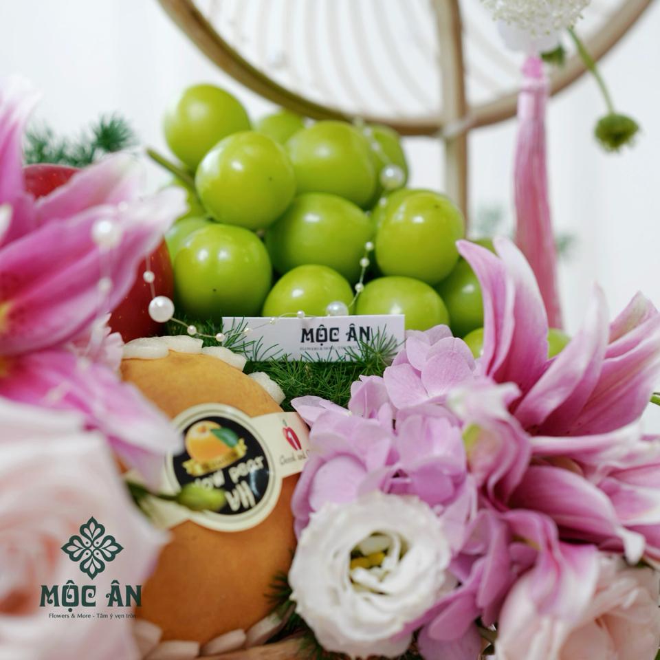 Giỏ Hoa Quả Hồng Ngọc Nho Táo Lê-duoc-ban-tai-HOA LỄ MỘC ÂN
