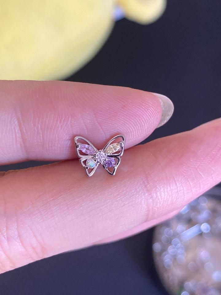 Khuyên bướm viền gắn đá hồng vàng tím holo-duoc-ban-tai-BO Xỏ Khuyên