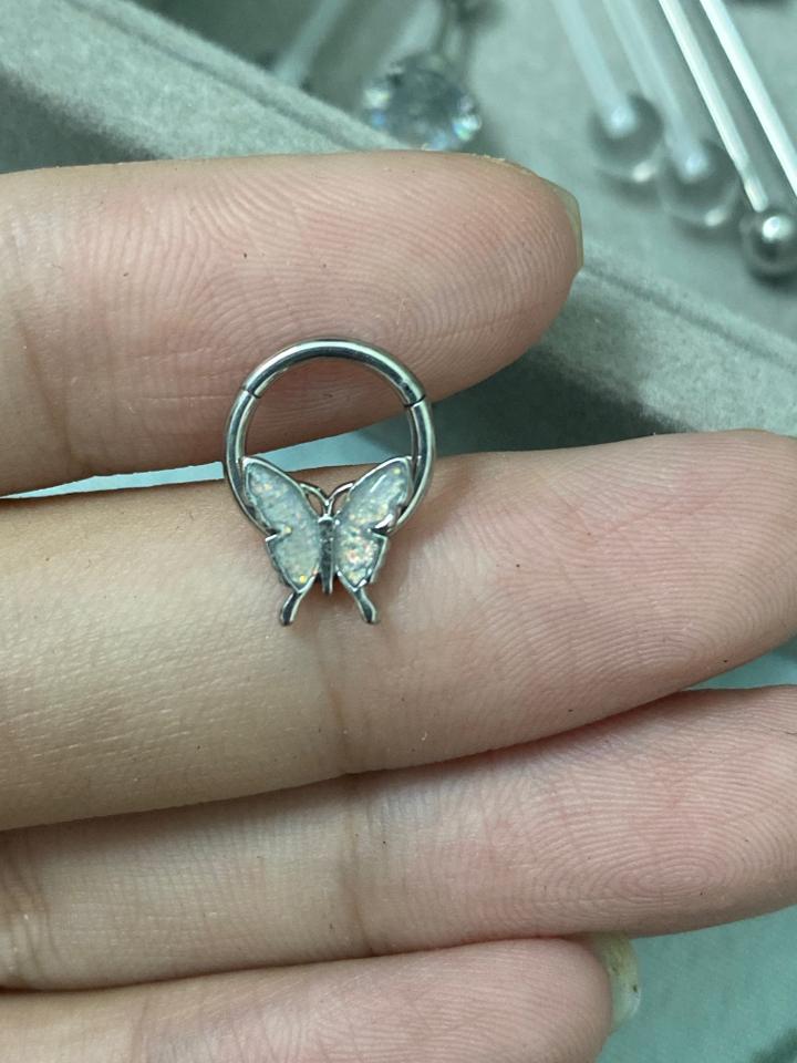 Khuyên daith tròn bậc khấc gắn 1 bướm -duoc-ban-tai-BO Xỏ Khuyên
