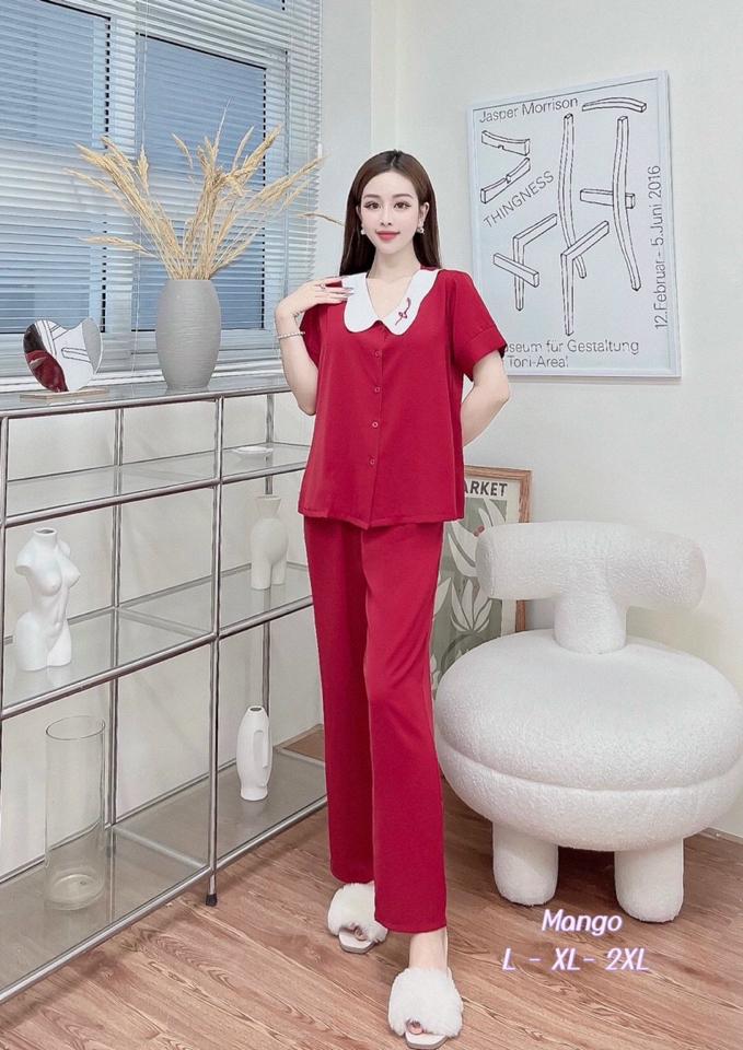 Bộ dài mango tay ngắn cổ thêu-duoc-ban-tai-Đồ Lót Linh Mya