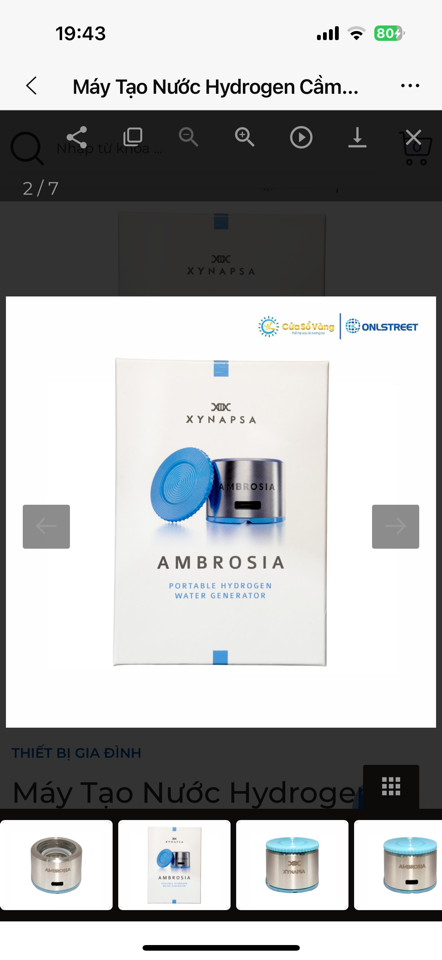 Máy Tạo Nước Hydrogen Cầm Tay XYNAPSA AMBROSIA-duoc-ban-tai-Siêu thị Special