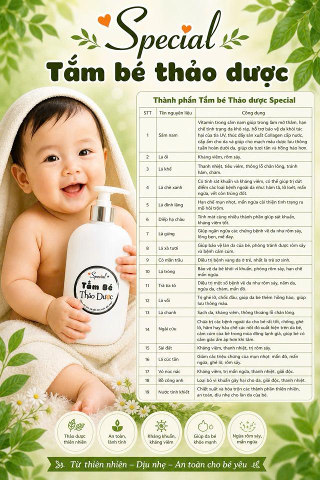 Tắm bé - Thảo dược thuần chay Special (chai 500ml)-duoc-ban-tai-Siêu thị Special