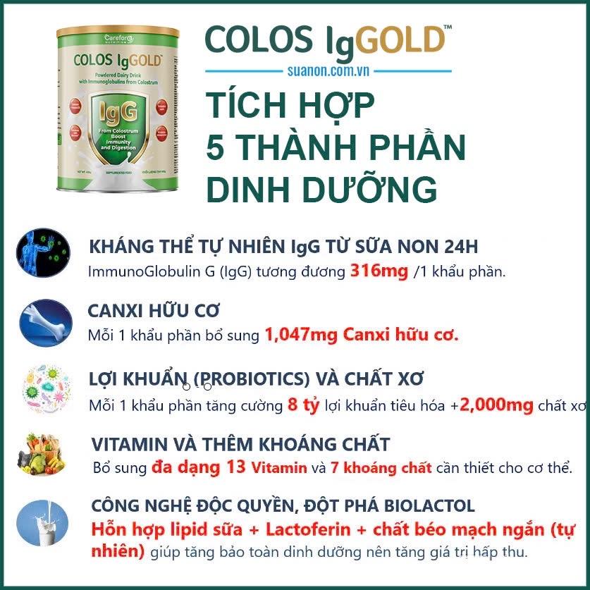 Sữa non kháng thể tăng đề kháng Colos IgG Gold -duoc-ban-tai-DohaShop