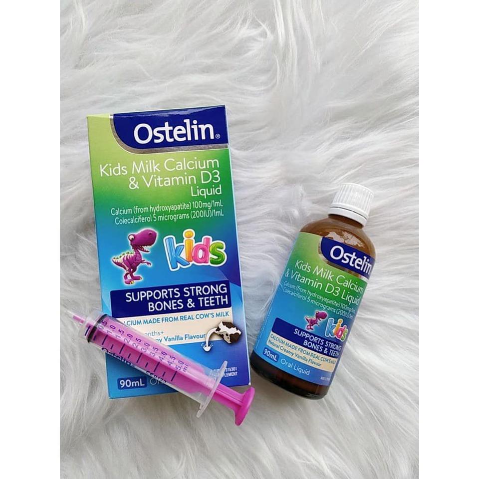 Canxi nước - Ostelin Kids Milk Calcium & Vitamin D3 Liquid 90ml màu xanh -duoc-ban-tai-Shop Mylove- Mẹ và Bé