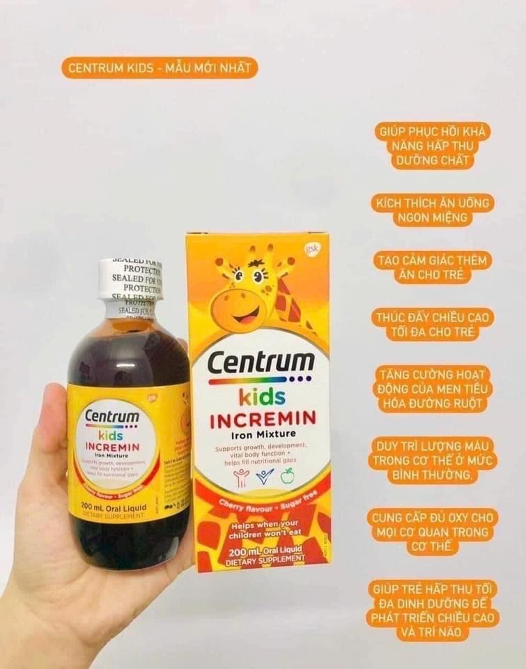 Centrum biếng ăn vàng - Centrum Kids Incremin Iron Mixture Cherry 200ml (<3y) -duoc-ban-tai-Shop Mylove- Mẹ và Bé