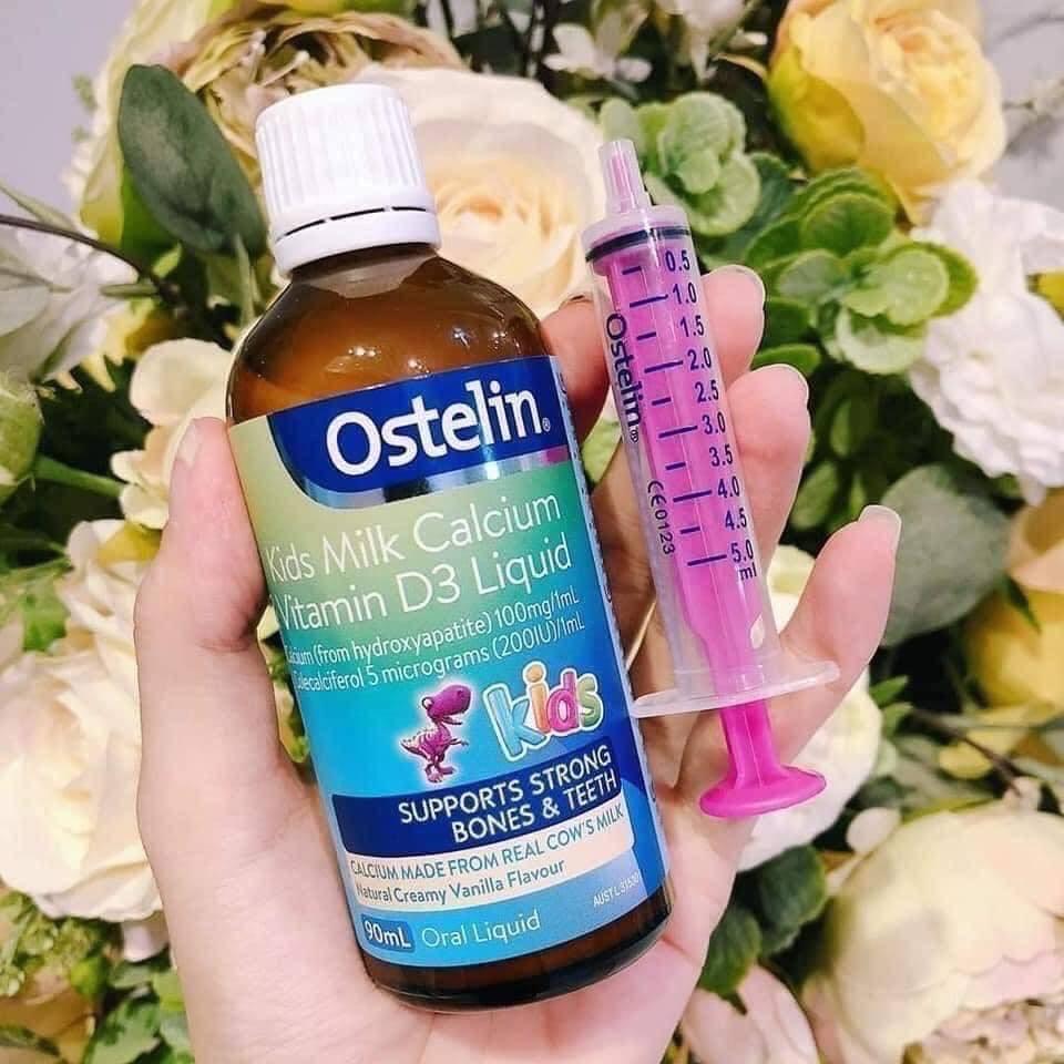 Canxi nước - Ostelin Kids Milk Calcium & Vitamin D3 Liquid 90ml màu xanh -duoc-ban-tai-Shop Mylove- Mẹ và Bé
