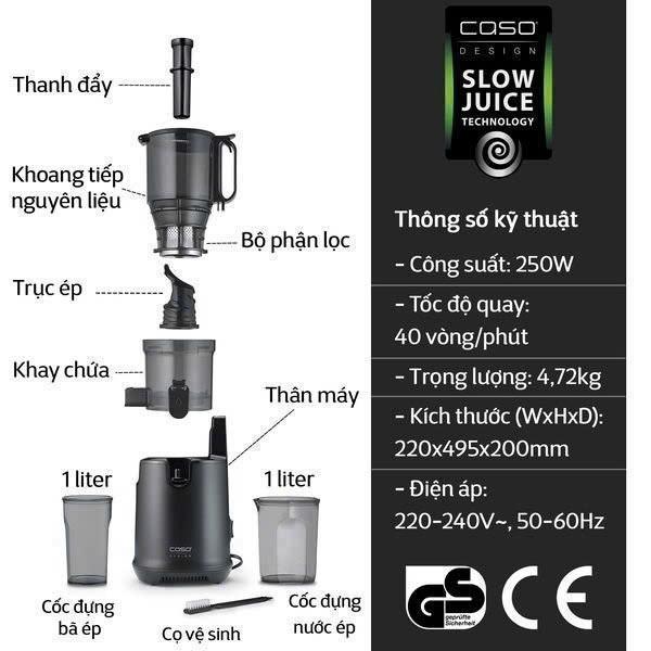 Máy ép chậm Caso SJW600 XL-duoc-ban-tai-Green Life Gia dụng nhập khẩu