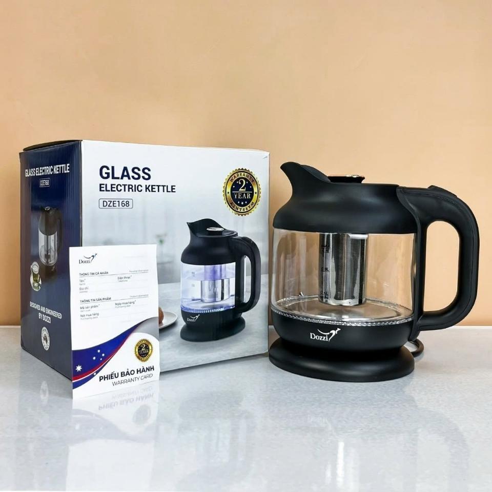Ấm siêu tốc thủy tinh kèm lõi lọc pha tra Dozzi (Đèn Led)-duoc-ban-tai-Green Life Gia dụng nhập khẩu