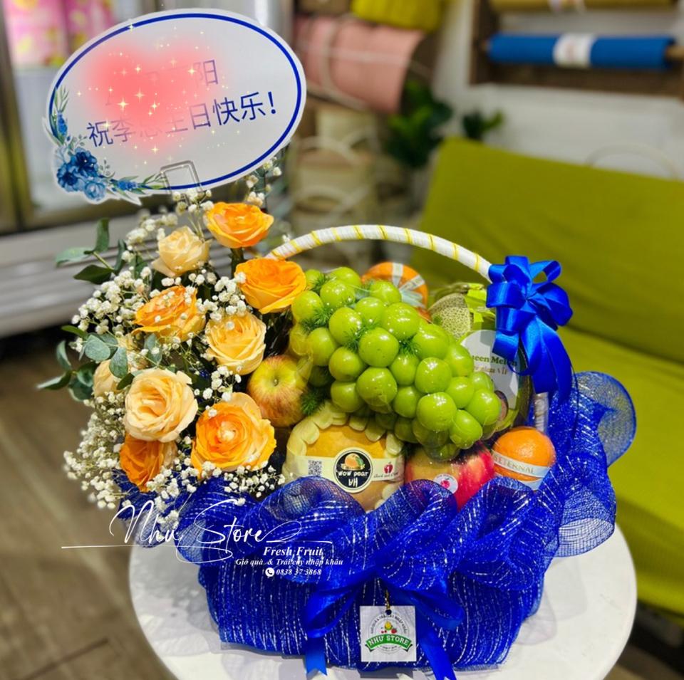 Giỏ quà kèm hoa tươi G153-duoc-ban-tai-Như STORE - Fresh Fruit