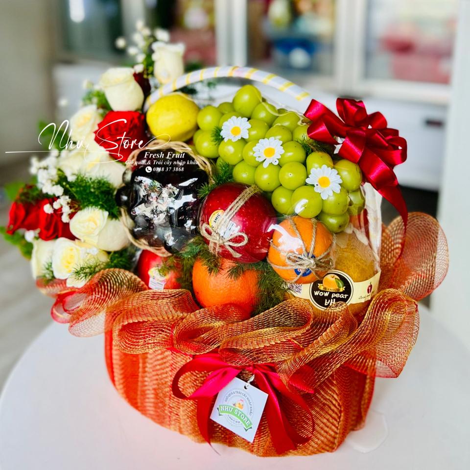 Giỏ quà kèm hoa tươi G182-duoc-ban-tai-Như STORE - Fresh Fruit