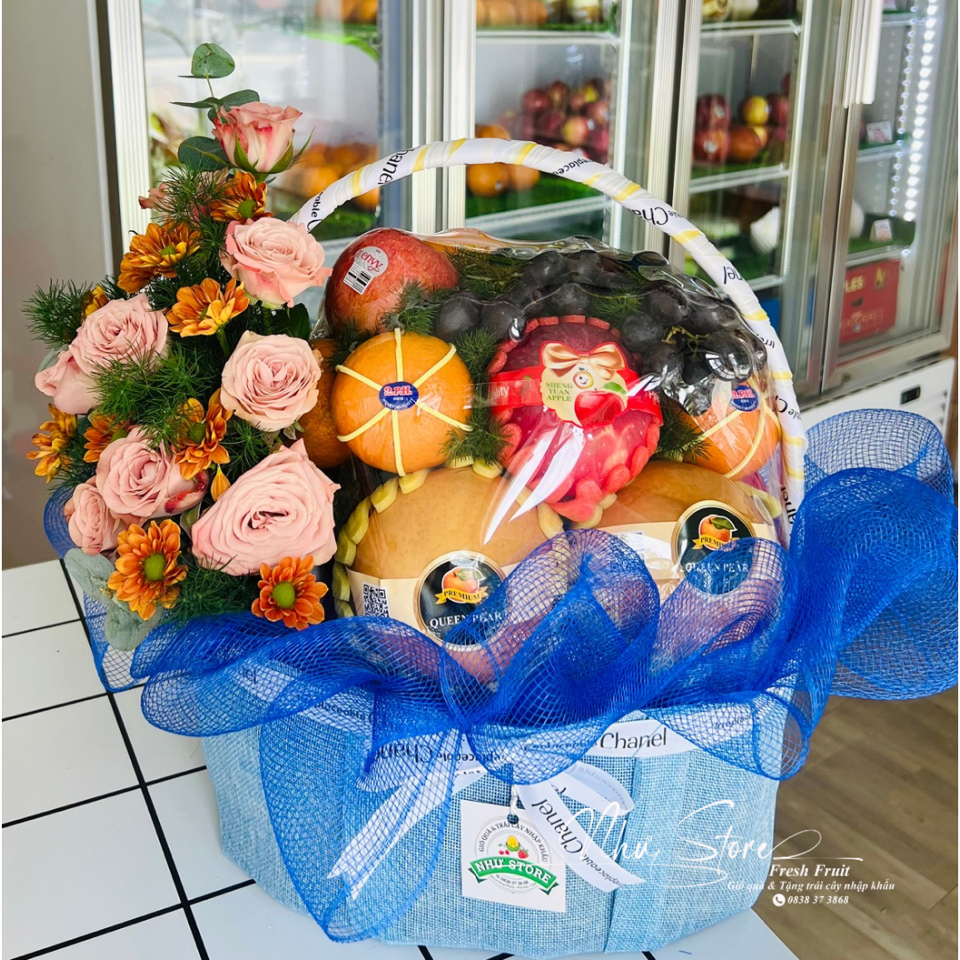 Giỏ quà kèm hoa tươi G53-duoc-ban-tai-Như STORE - Fresh Fruit