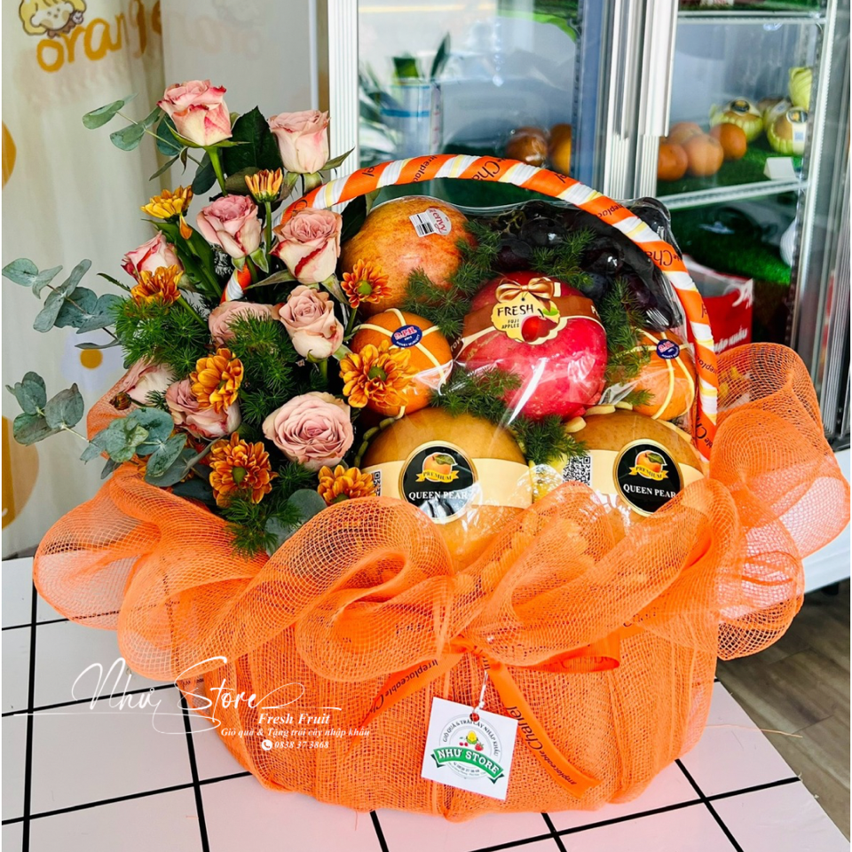 Giỏ quà kèm hoa tươi G53-duoc-ban-tai-Như STORE - Fresh Fruit