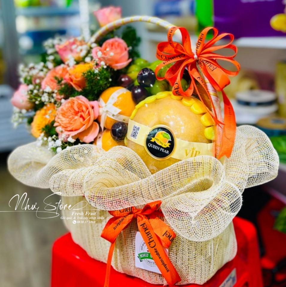 Giỏ quà kèm hoa tươi G74-duoc-ban-tai-Như STORE - Fresh Fruit