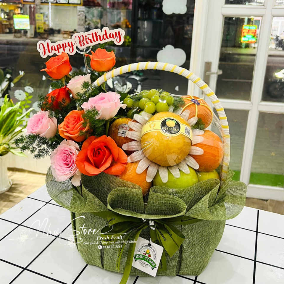 Giỏ quà kèm hoa tươi G59-duoc-ban-tai-Như STORE - Fresh Fruit