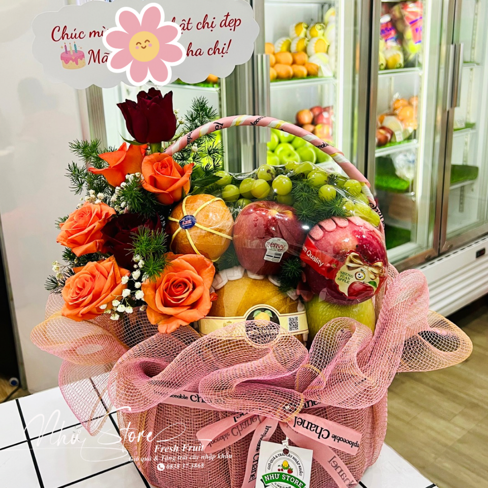 Giỏ quà kèm hoa tươi G50-duoc-ban-tai-Như STORE - Fresh Fruit