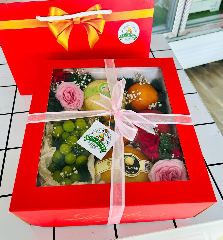 Hộp quà kèm hoa tươi H09-duoc-ban-tai-Như STORE - Fresh Fruit