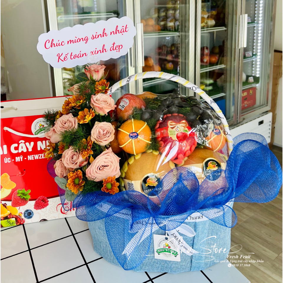 Giỏ quà kèm hoa tươi G53-duoc-ban-tai-Như STORE - Fresh Fruit