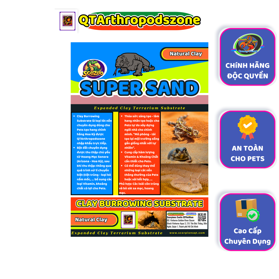 Clay Burrowing Substrate Super Sand Cát Sa Mạc Tạo Hang Chuyên Dụng Cho Côn Trùng, Bò Sát (Chính Hãng QTArthropodszone)-duoc-ban-tai-QTArthropodszone (Scorpions Exotic QTVietNam & SpiderHia)
