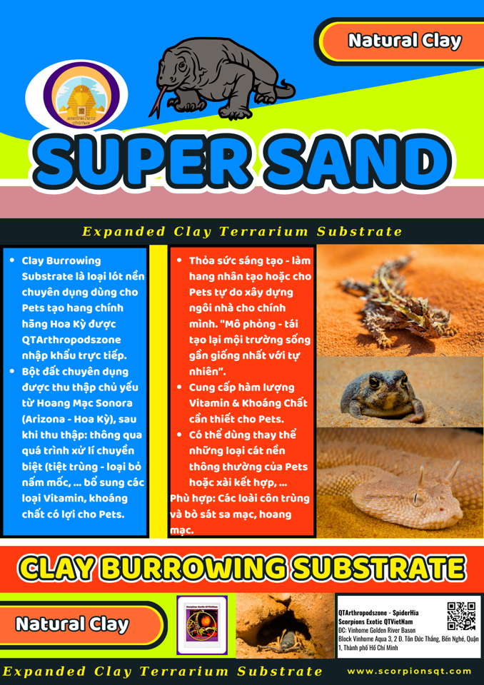 Clay Burrowing Substrate (Super Sand) Cát Tạo Hang Chuyên Dụng (Chính Hãng QTArthropodszone)-duoc-ban-tai-QTArthropodszone (Scorpions Exotic QTVietNam & SpiderHia)