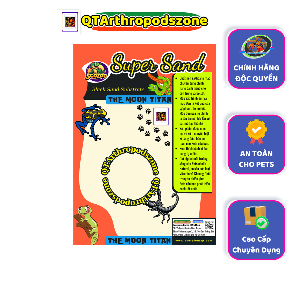 The Moon TiTan Super Sand: Cát Sa Mạc Đen Chuyên Dụng Chính Hãng QTArthropodszone&SpiderHia Cho Côn Trùng & Bò Sát-duoc-ban-tai-QTArthropodszone (Scorpions Exotic QTVietNam & SpiderHia)