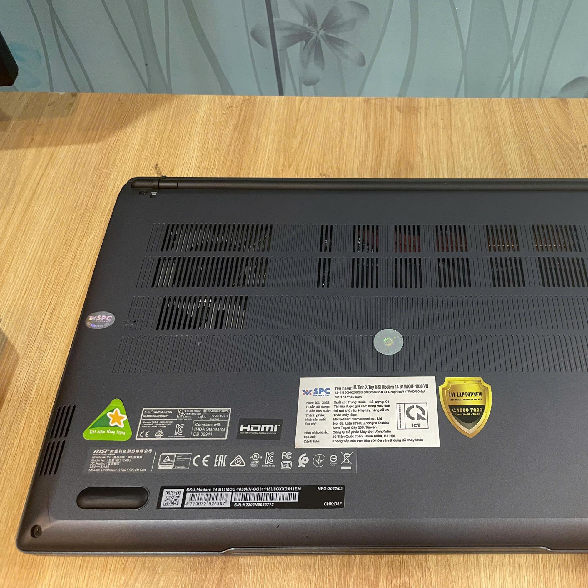 Laptop MSI I3 11TH 8/256gb zin đẹp-duoc-ban-tai-Vi Tính Kim Trân