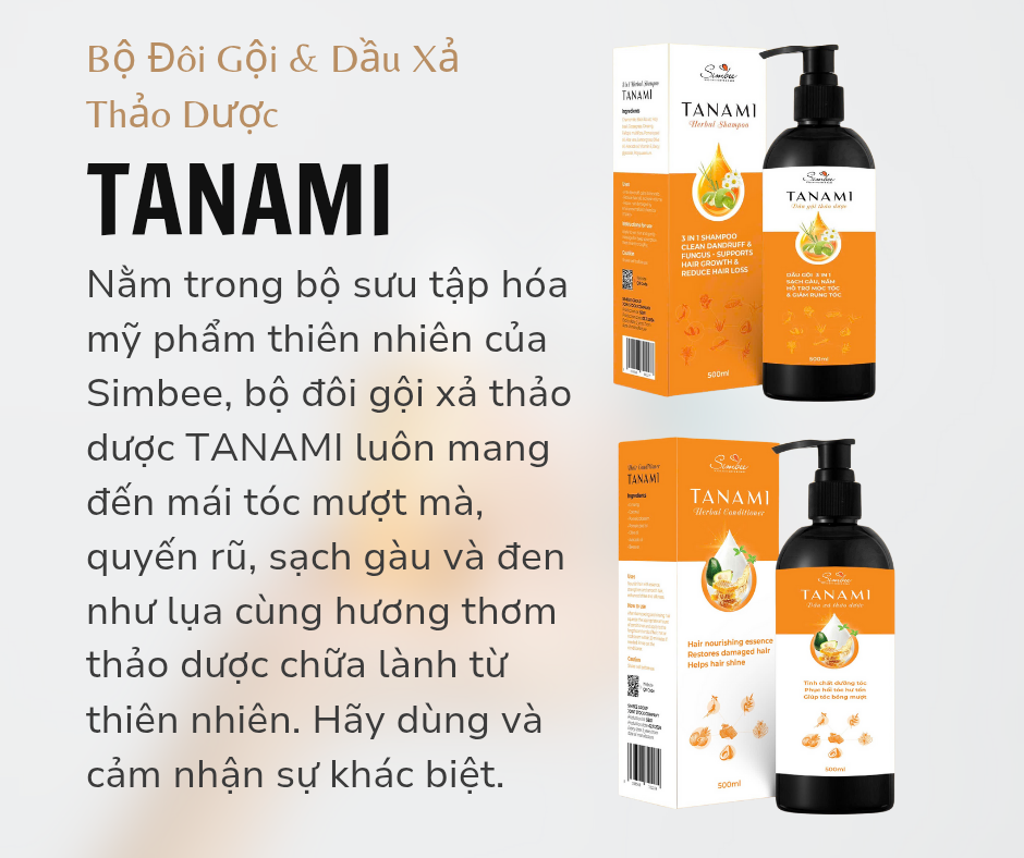 Combo Dầu gội + Dầu xả Thảo dược 3in1 Tanami Simbee - Giảm rụng tóc, kích thích mọc tóc, làm sạch sâu da đầu 500ml/ chai-duoc-ban-tai-Minh Nguyệt Mall