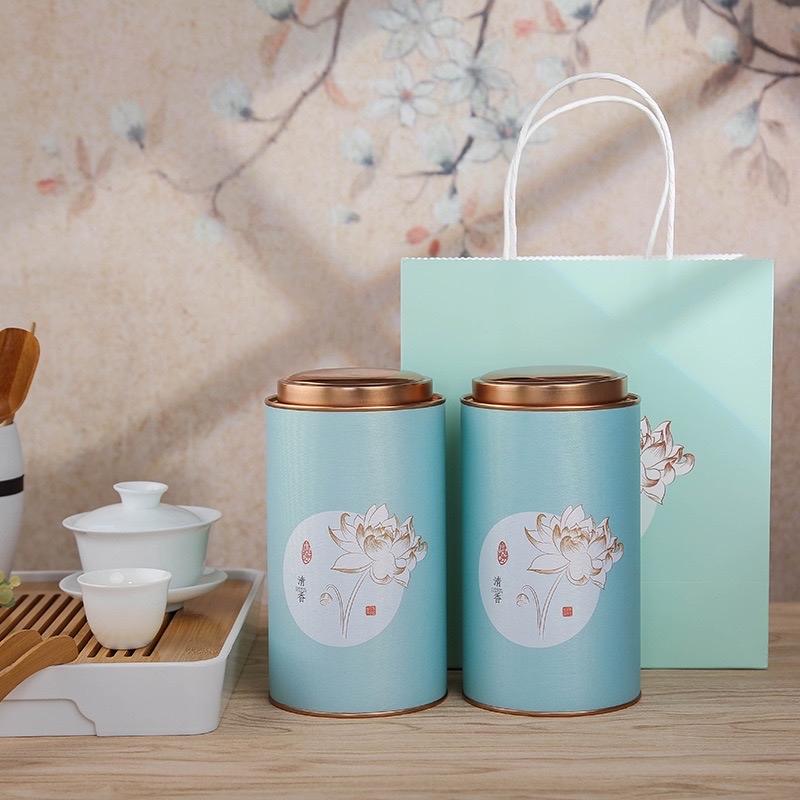 Hộp 200g tròn giấy xanh dương-duoc-ban-tai-Phụ kiện cưới hỏi Hà Anh
