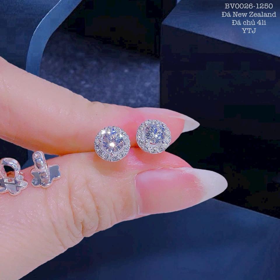 Bông Xoàn New zealand Halo Tròn 4li Khoá Vặn YTM-72501-duoc-ban-tai-Kim Cường Jewelry