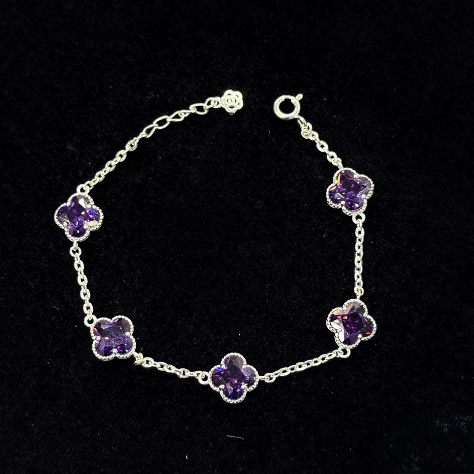 Lắc Cỏ Bốn Lá Tím 5 Bông Đá Nam Phi 8mm - KTPB-72704-duoc-ban-tai-Kim Cường Jewelry